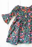 Frill sleeve twirl dress in fox floral