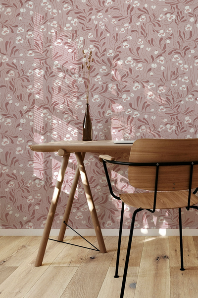 Sweet peas wallpaper - Blush pink