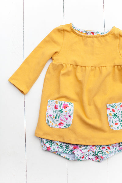 Top with pockets in mustard yellow/folk pockets