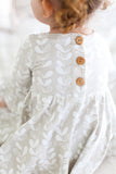 Frill sleeve twirl dress in Frosted Leaves