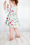 Frill sleeve twirl dress in Wonderland floral