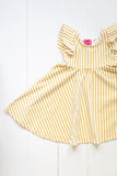 Ruffle twirl dress in yellow stripes