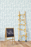 Frosted leaves removable wallpaper - ice blue