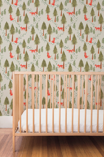 Fox in the forest removable wallpaper
