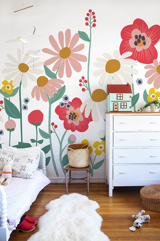 Flower Garden removable wallpaper mural by This Little Street, perfect for kids' rooms.