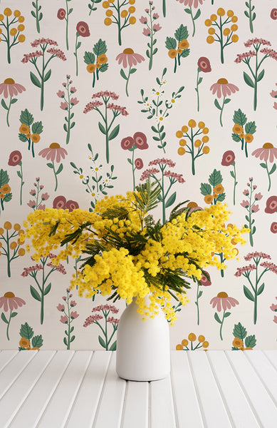 Botanic removable wallpaper - Off-white (English Afternoon collection)